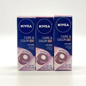 3 Nivea A Kiss Care & Color Lip Care Sheer Berry Tinted Moisturizer Balm
